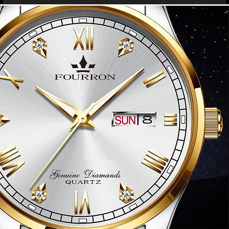 Đồng hồ nam FOuRRON F288 santafe watch 2020 chạy 2 Lịch dây thép không gỉ cao cấp